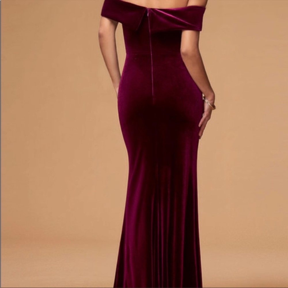 Blush Mark Sweet Thing Burgundy CABERNET Bridesmaid Velvet Maxi Dress